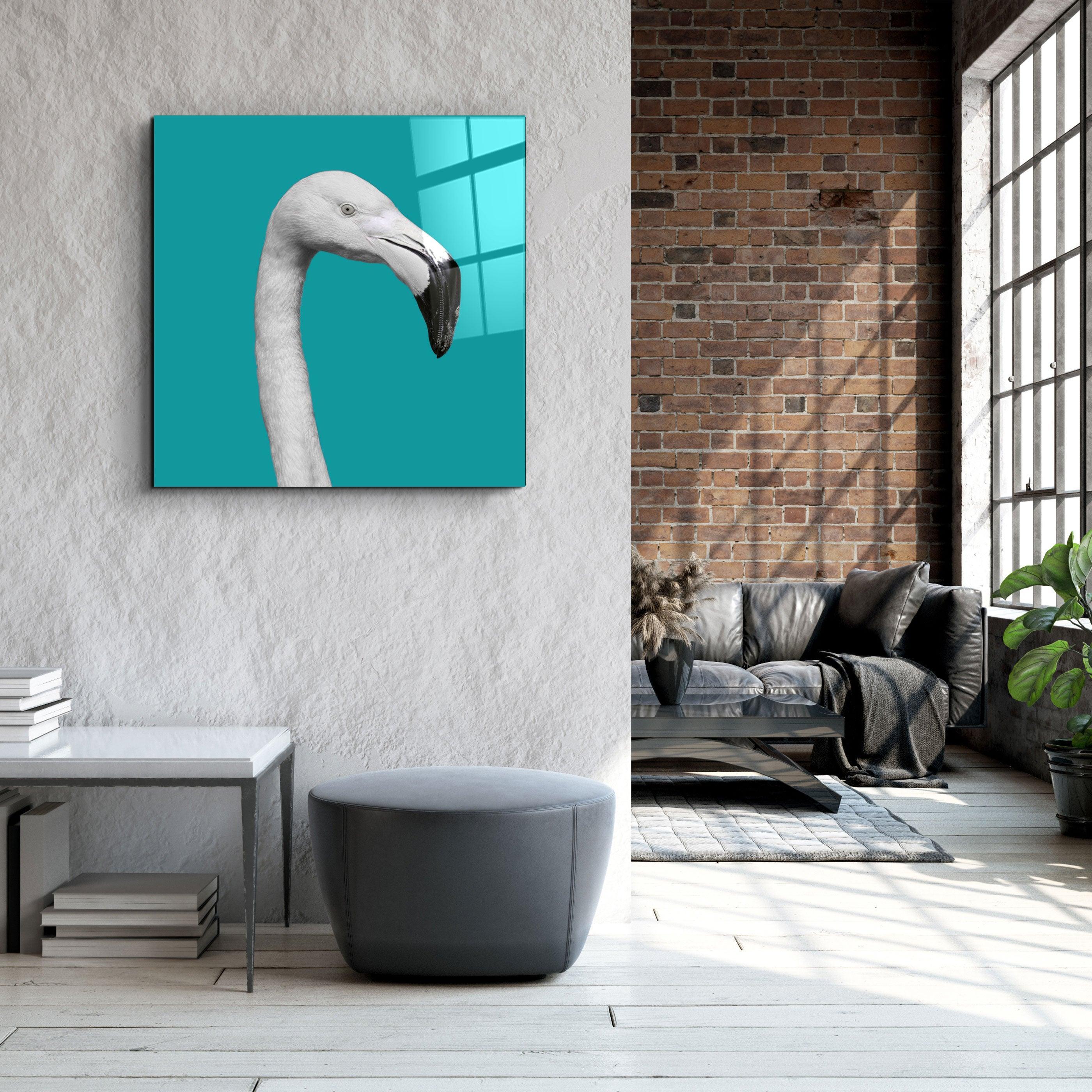 ・"Flamingo - Green"・Glass Wall Art - ArtDesigna Glass Printing Wall Art