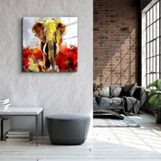 ・"Abstract Colorful Elephant"・Glass Wall Art - ArtDesigna Glass Printing Wall Art