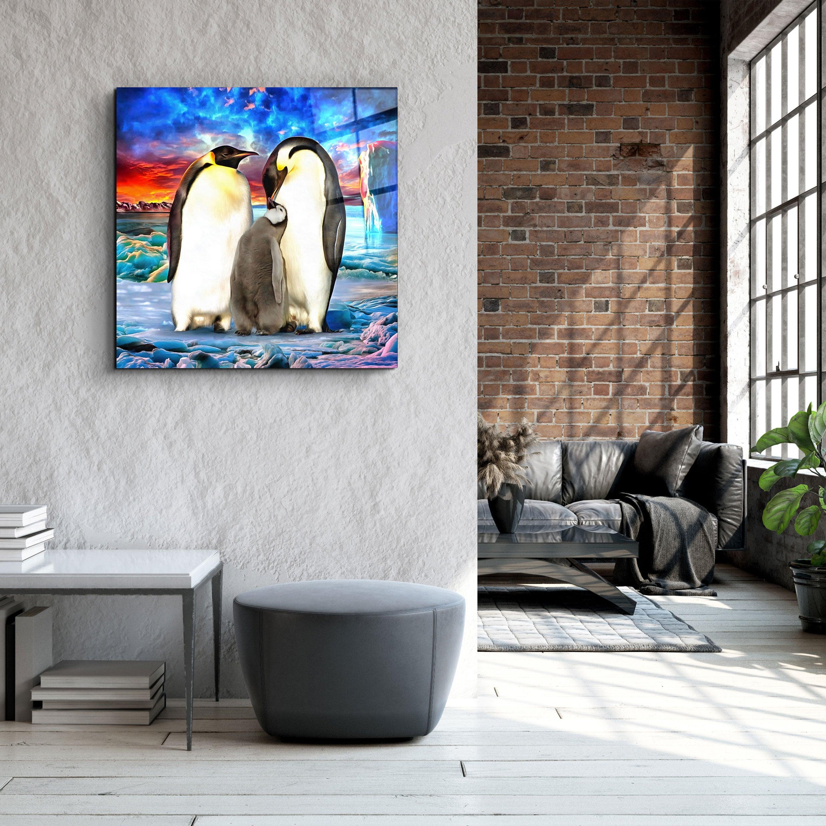 ・"Penguin Family"・Glass Wall Art - ArtDesigna Glass Printing Wall Art