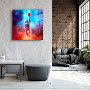 ・"Astronaut in the Sky and Baloon"・Glass Wall Art - ArtDesigna Glass Printing Wall Art