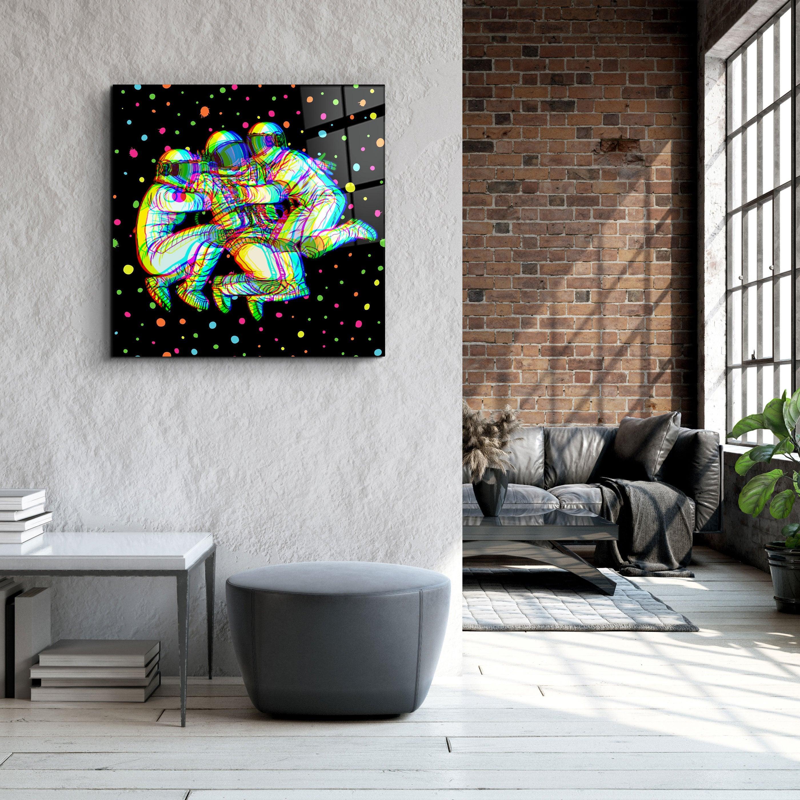 ・"Colorful Cartoon Astronauts"・Glass Wall Art - ArtDesigna Glass Printing Wall Art