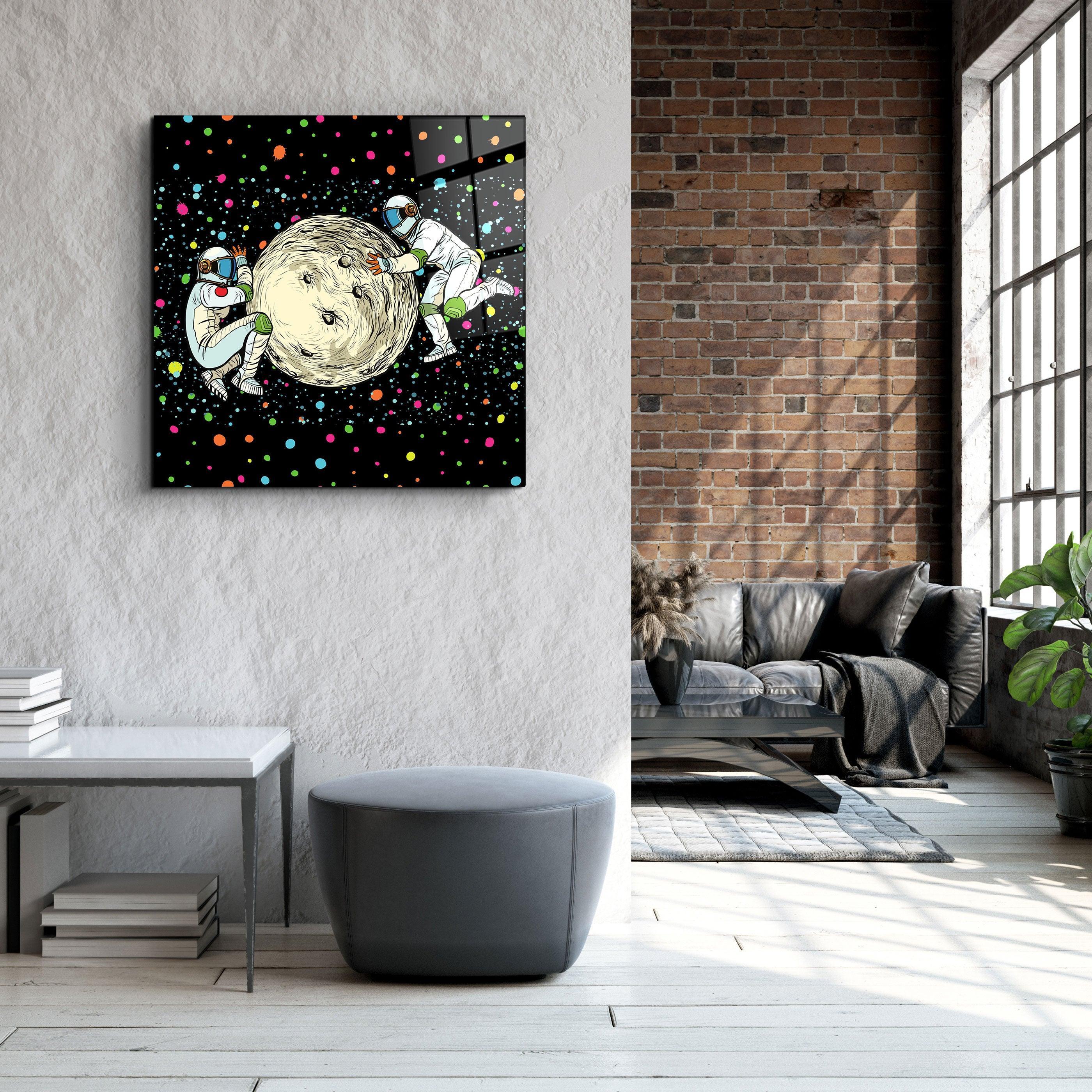 ・"Pushing A Planet"・Glass Wall Art - ArtDesigna Glass Printing Wall Art