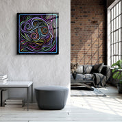 ・"Rainbow Line Faces V3"・Glass Wall Art - ArtDesigna Glass Printing Wall Art