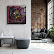 ・"Rainbow Line Faces V5"・Glass Wall Art - ArtDesigna Glass Printing Wall Art