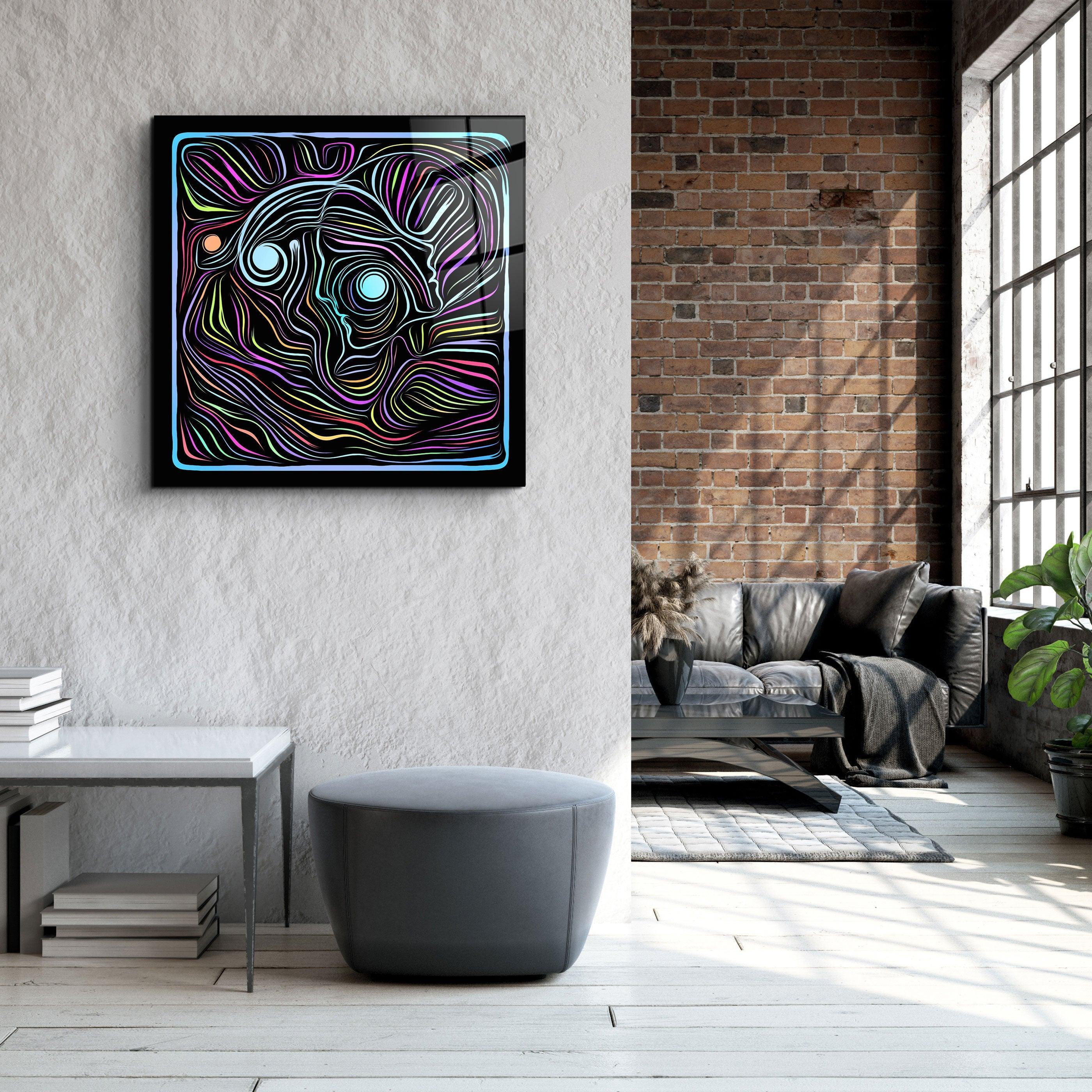 ・"Rainbow Line Faces V6"・Glass Wall Art - ArtDesigna Glass Printing Wall Art