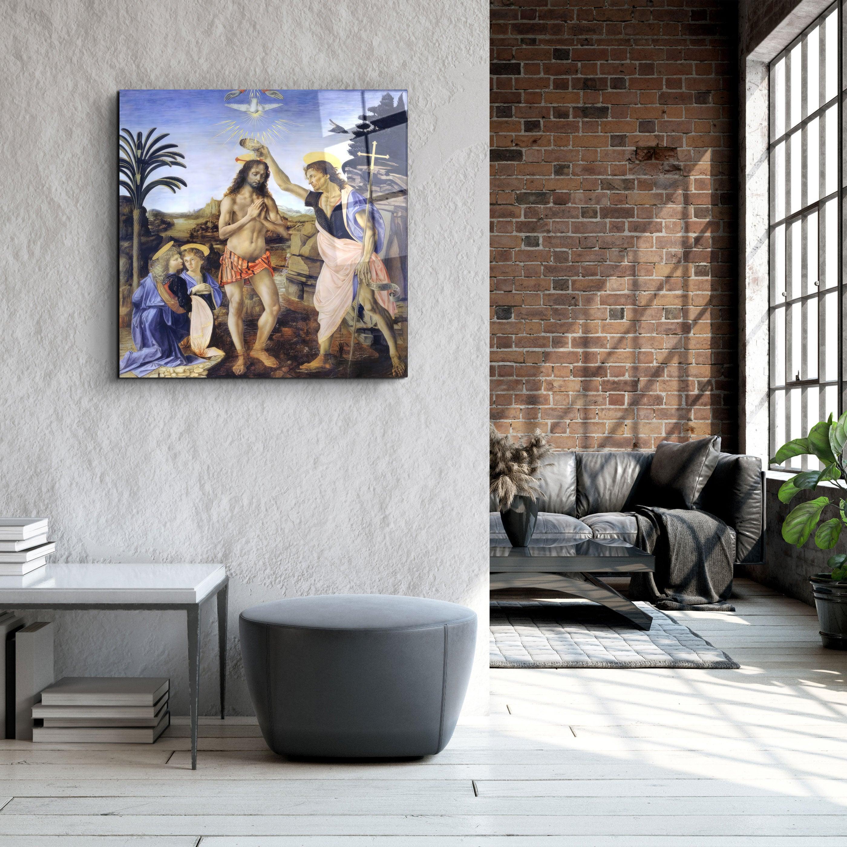 ."Leonardo da Vinci's Baptism of Christ (1470-1480)". Glass Wall Art - ArtDesigna Glass Printing Wall Art