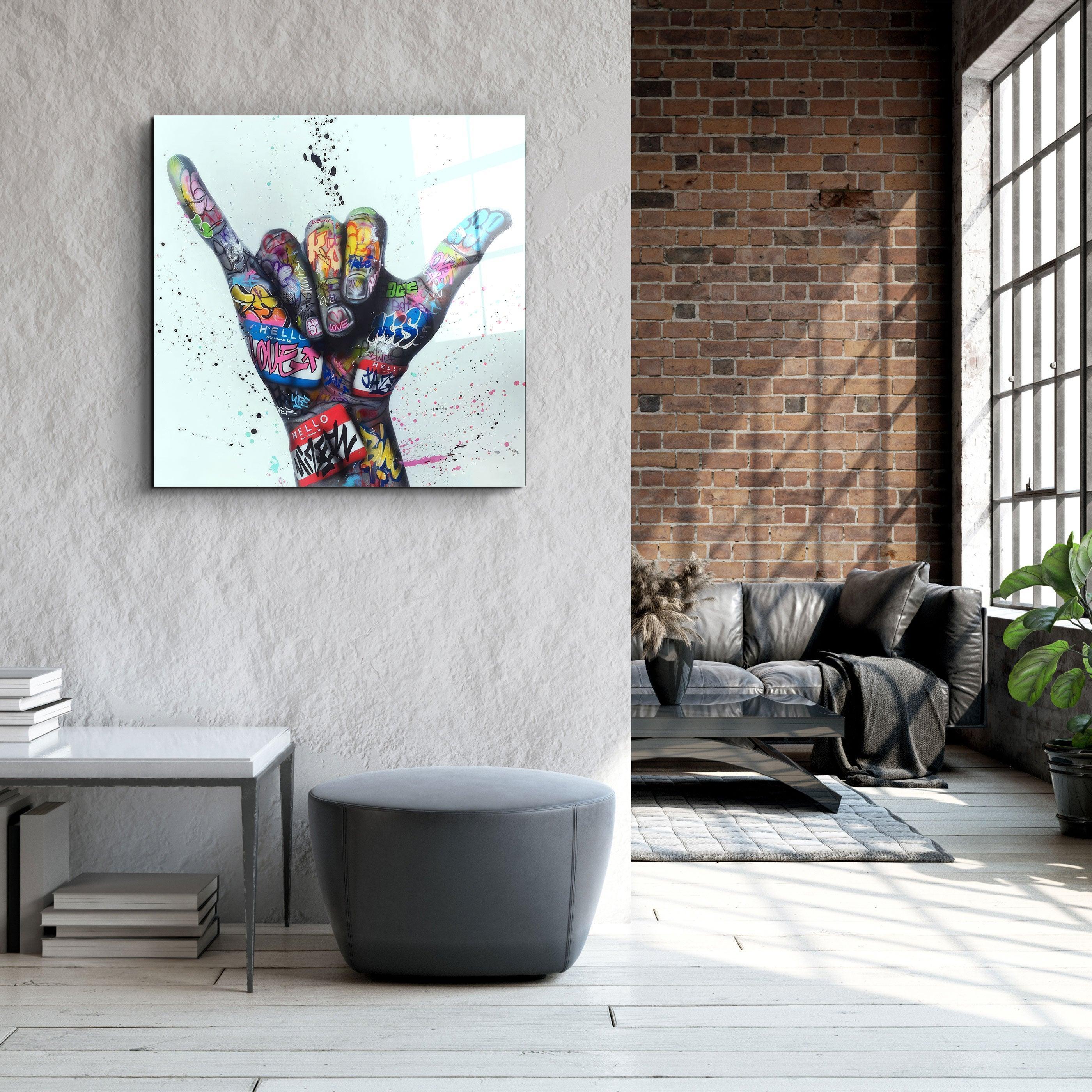 ."Hang Loose". Designer's Collection Glass Wall Art - ArtDesigna Glass Printing Wall Art