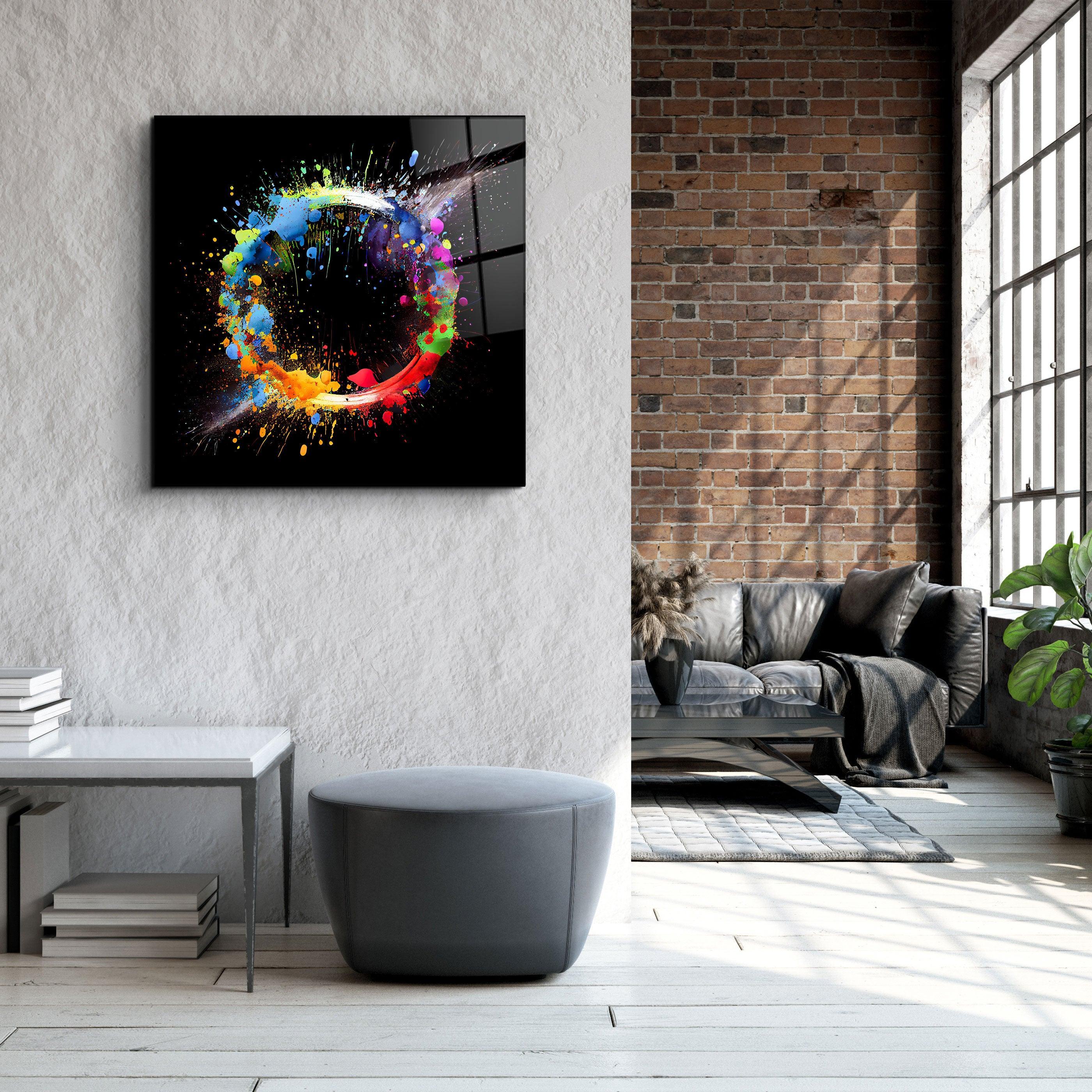 ."Paint Splash Ring". Designer's Collection Glass Wall Art - ArtDesigna Glass Printing Wall Art