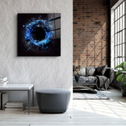 ."Paint Splash Ring-Blue". Designer's Collection Glass Wall Art - ArtDesigna Glass Printing Wall Art