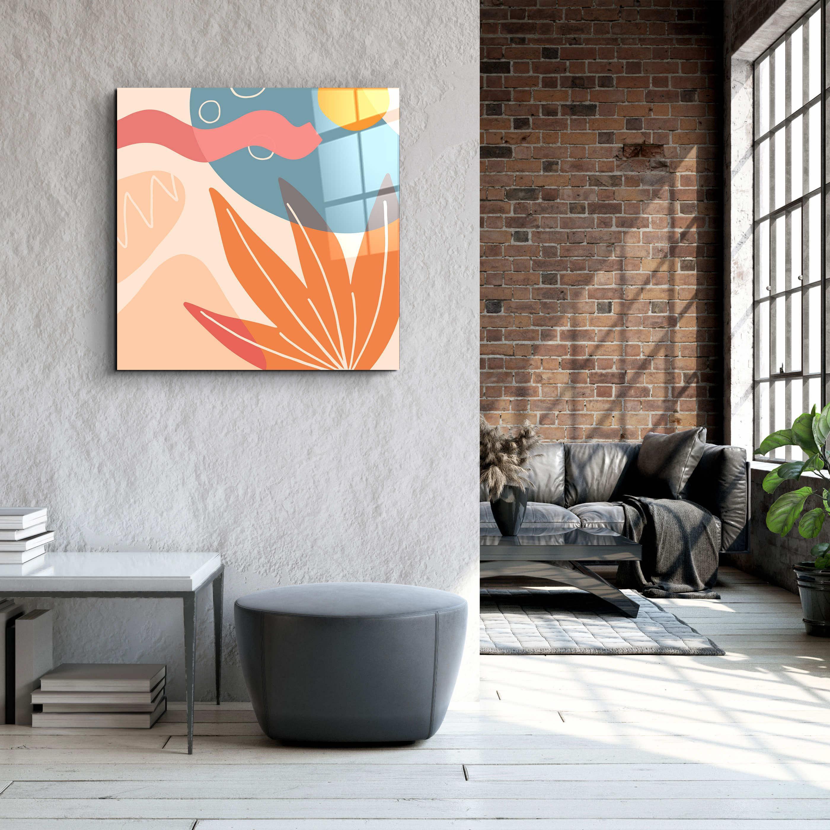 ."Terracota Abstract Flowers V2". Designer's Collection Glass Wall Art - ArtDesigna Glass Printing Wall Art