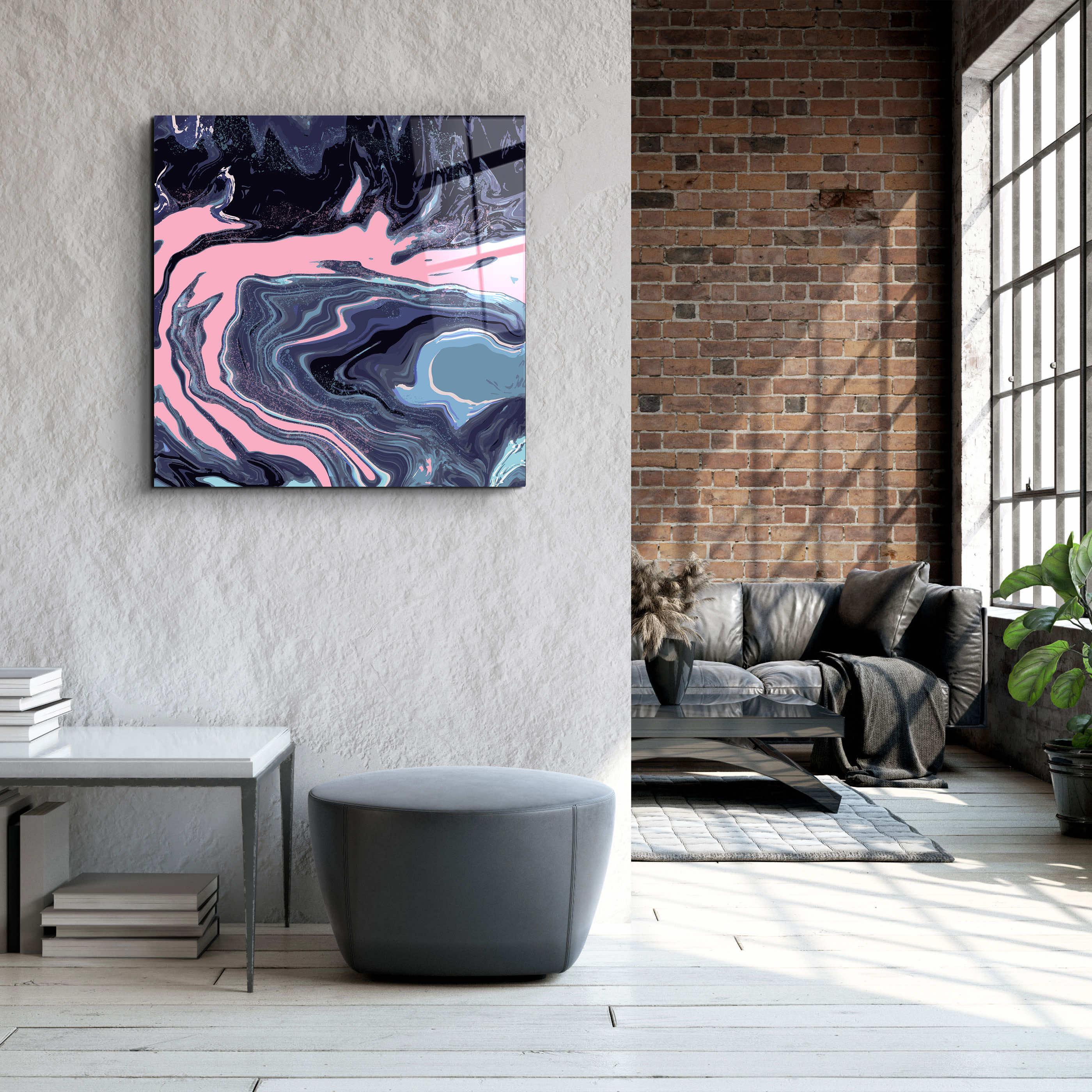 ."Pink Wave in the Black". Designer's Collection Glass Wall Art - ArtDesigna Glass Printing Wall Art
