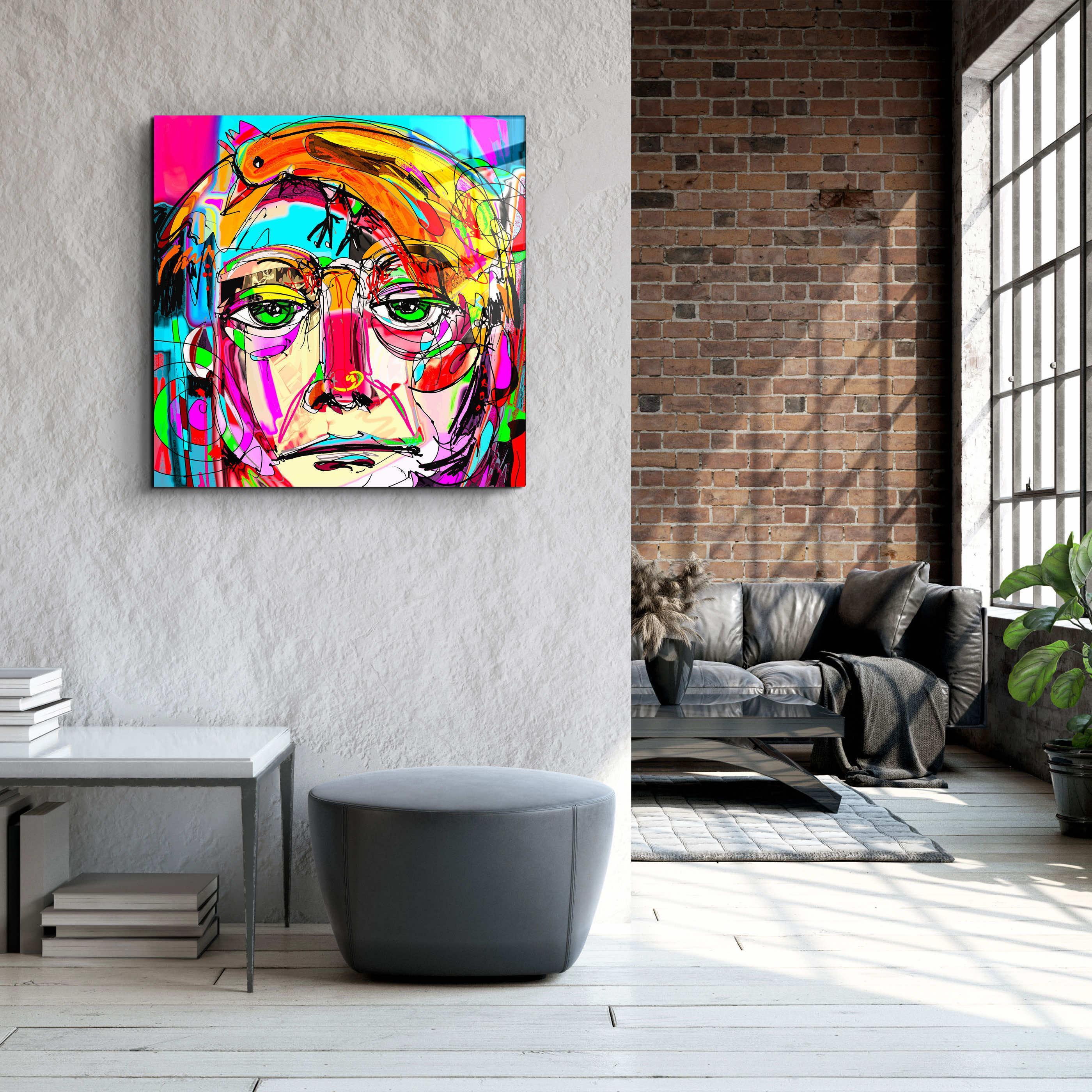 ."Face Illustration-Abstract". Designer's Collection Glass Wall Art - ArtDesigna Glass Printing Wall Art