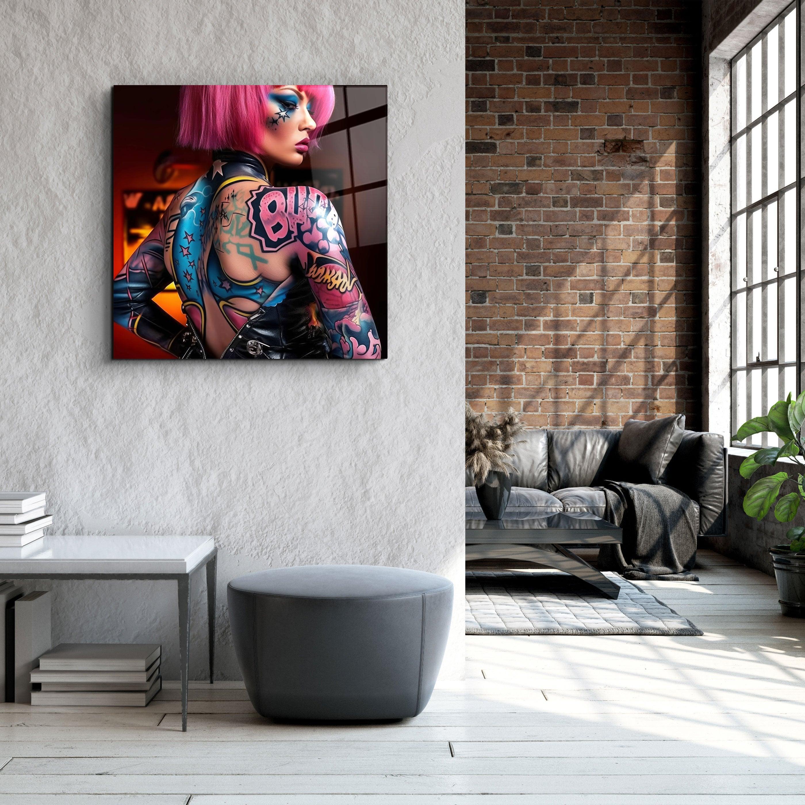 ."Tattooed v2". Designer's Collection Glass Wall Art - ArtDesigna Glass Printing Wall Art