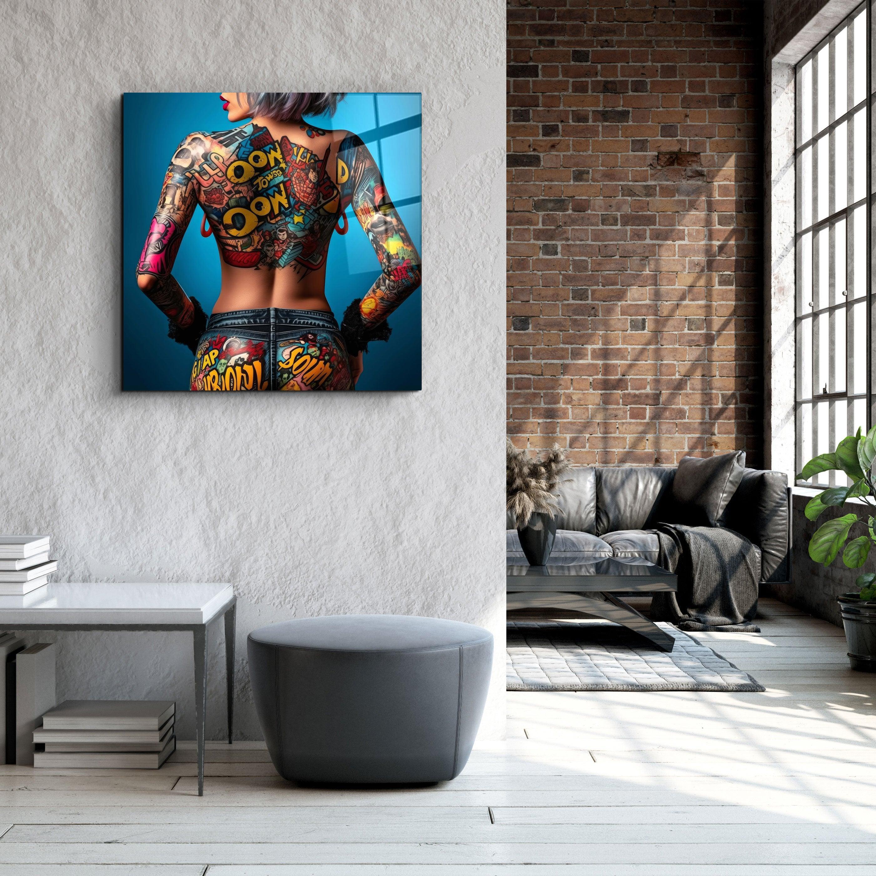 ."Tattooed v1". Designer's Collection Glass Wall Art - ArtDesigna Glass Printing Wall Art