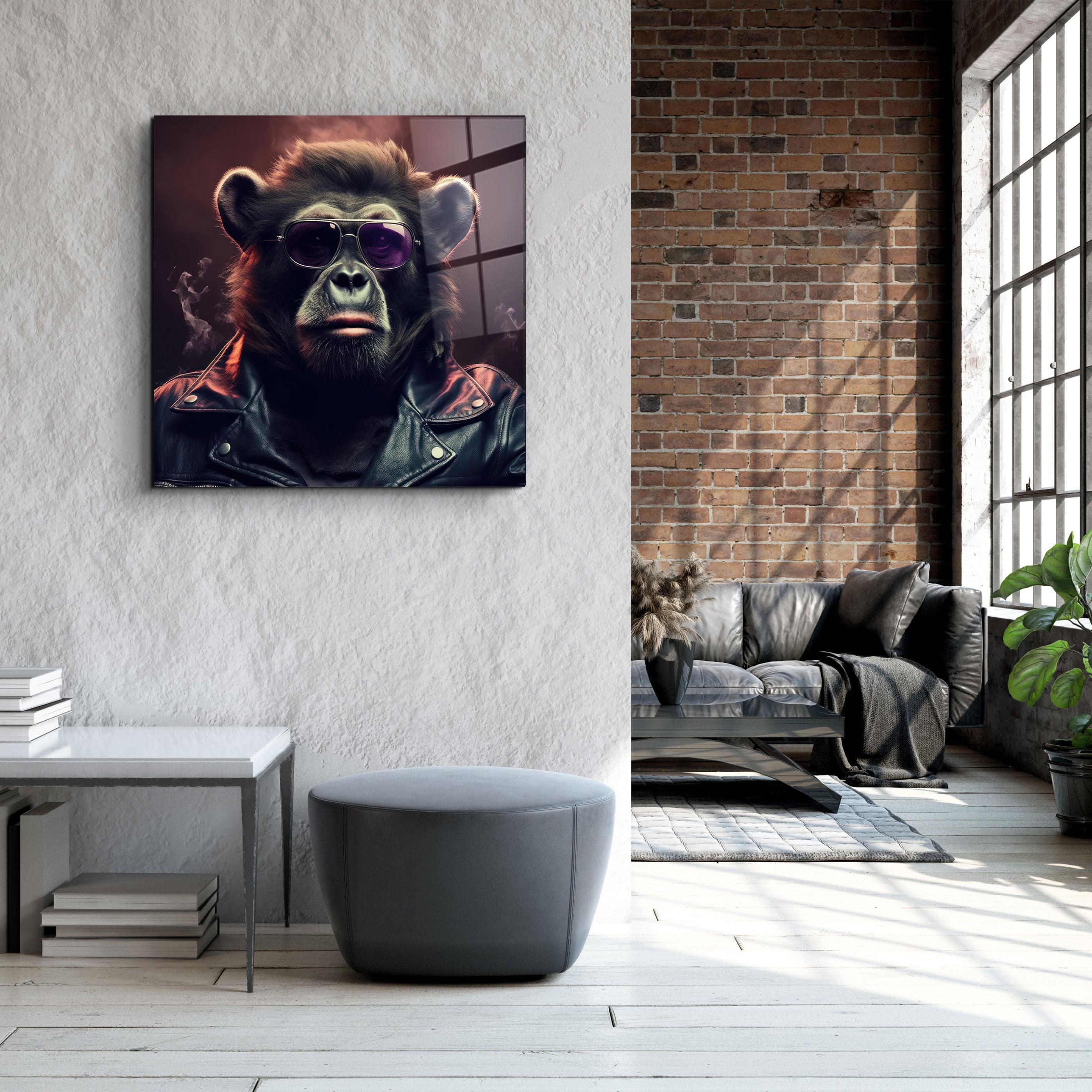 ."Bear Monkey". Designers Collection Glass Wall Art - ArtDesigna Glass Printing Wall Art