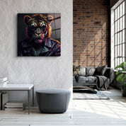 ."Tiger Monkey". Designers Collection Glass Wall Art - ArtDesigna Glass Printing Wall Art