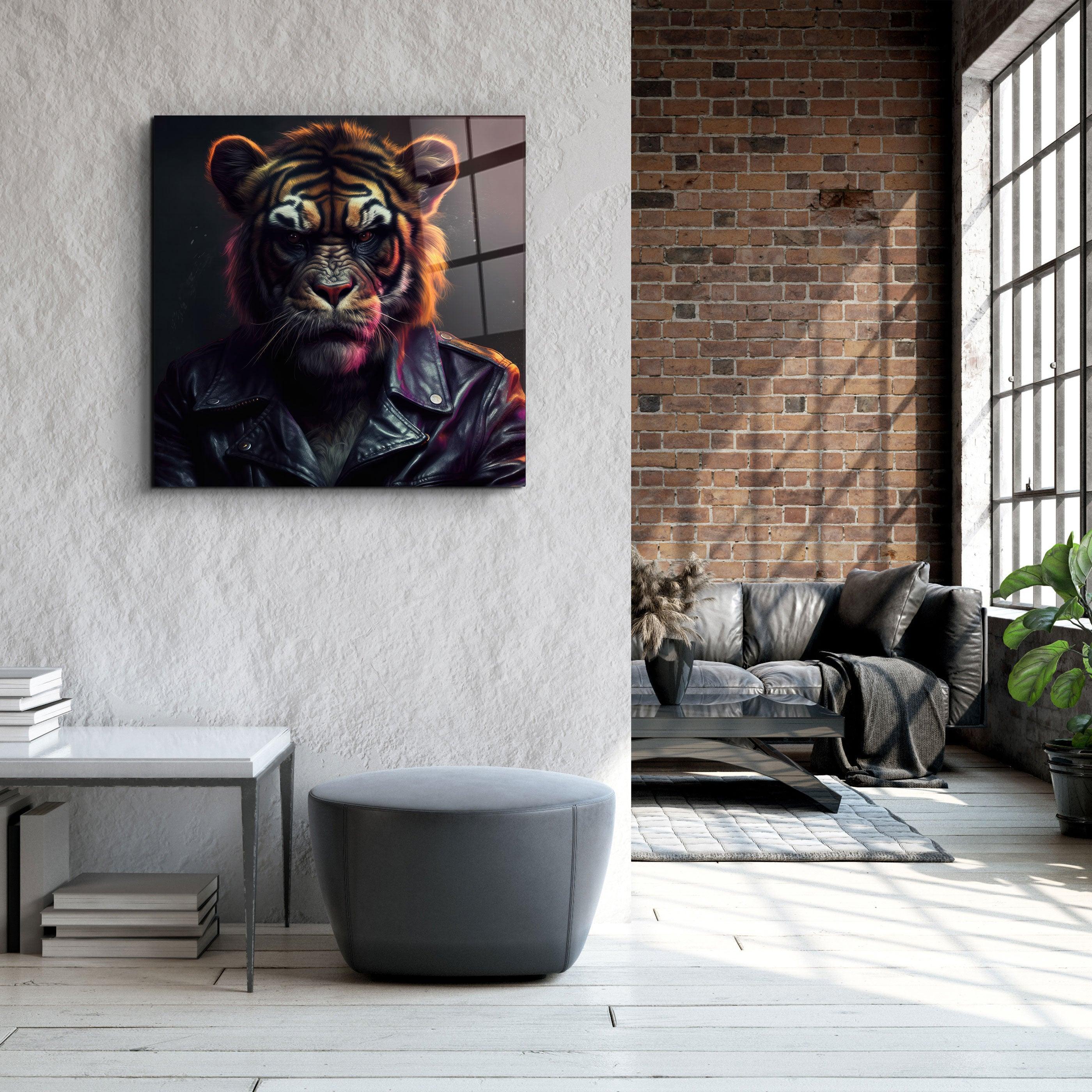 ."Tiger Monkey". Designers Collection Glass Wall Art - ArtDesigna Glass Printing Wall Art