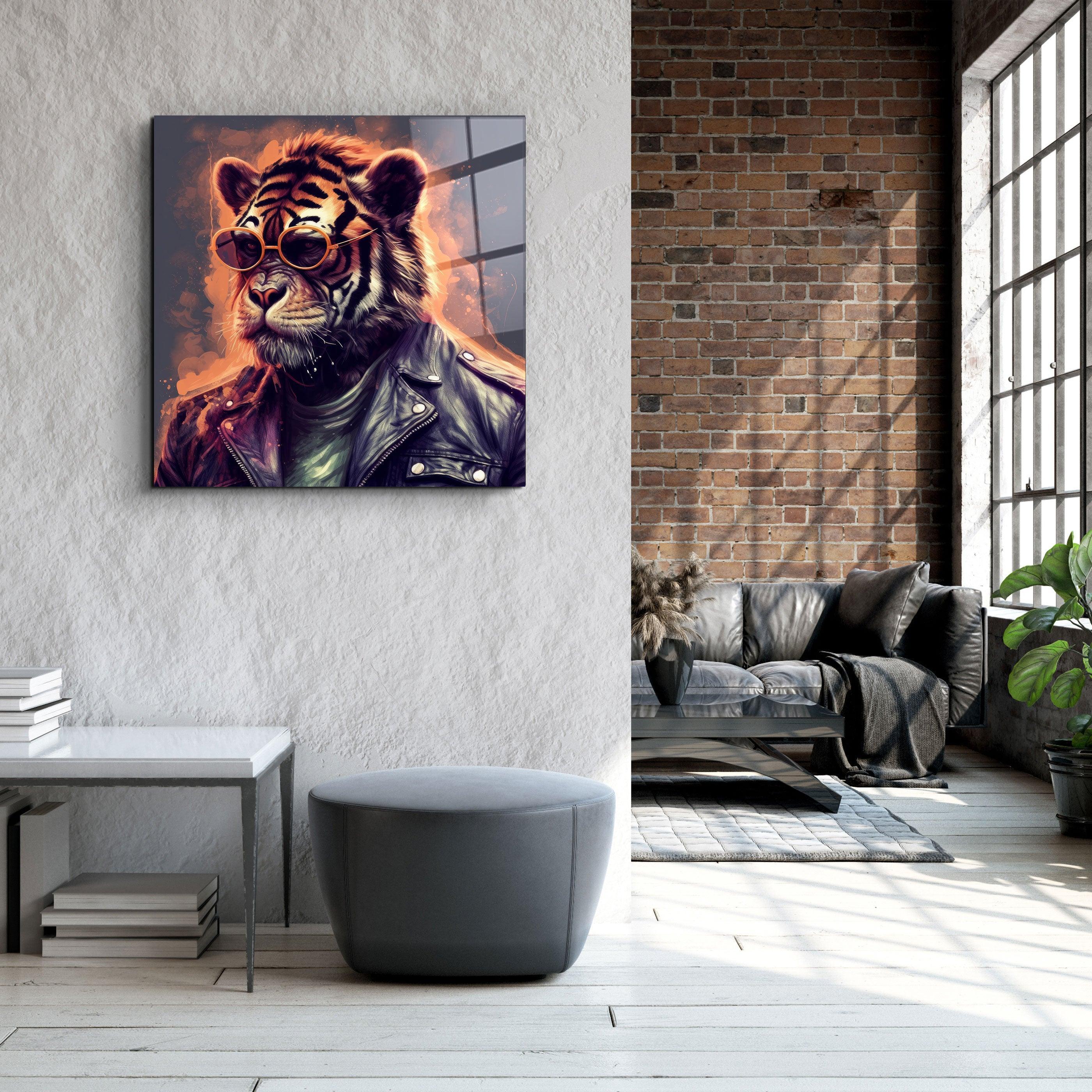 ."Tiger Monkey 2". Designers Collection Glass Wall Art - ArtDesigna Glass Printing Wall Art