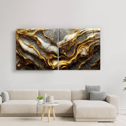 ・"Golden Roots in the Marble - Duo"・Glass Wall Art - ArtDesigna Glass Printing Wall Art