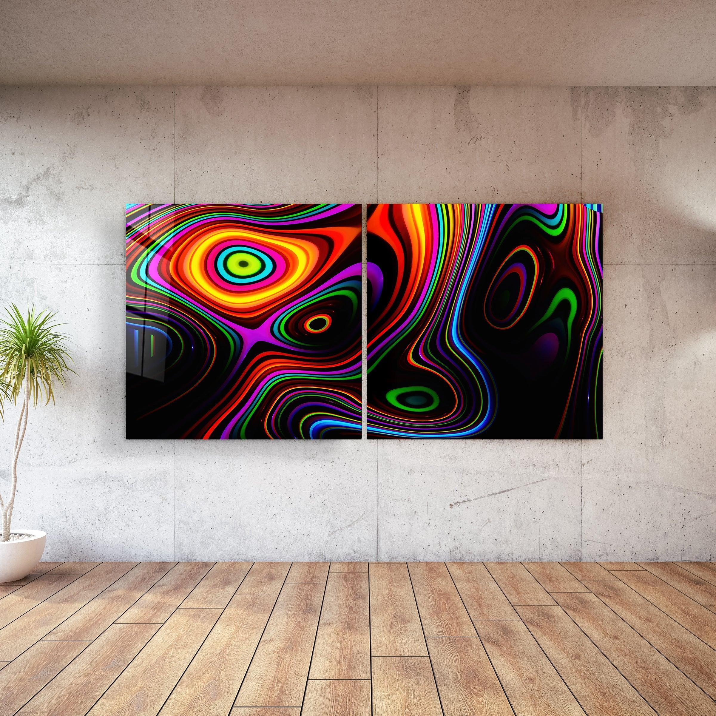 ・"Twisted Rainbow - Duo"・Glass Wall Art - ArtDesigna Glass Printing Wall Art