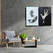 ・"Staute-Gold Cracks-Duo"・Designer's Collection Glass Wall Art - ArtDesigna Glass Printing Wall Art