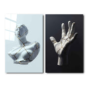 ・"Staute-Gold Cracks-Duo"・Designer's Collection Glass Wall Art - ArtDesigna Glass Printing Wall Art