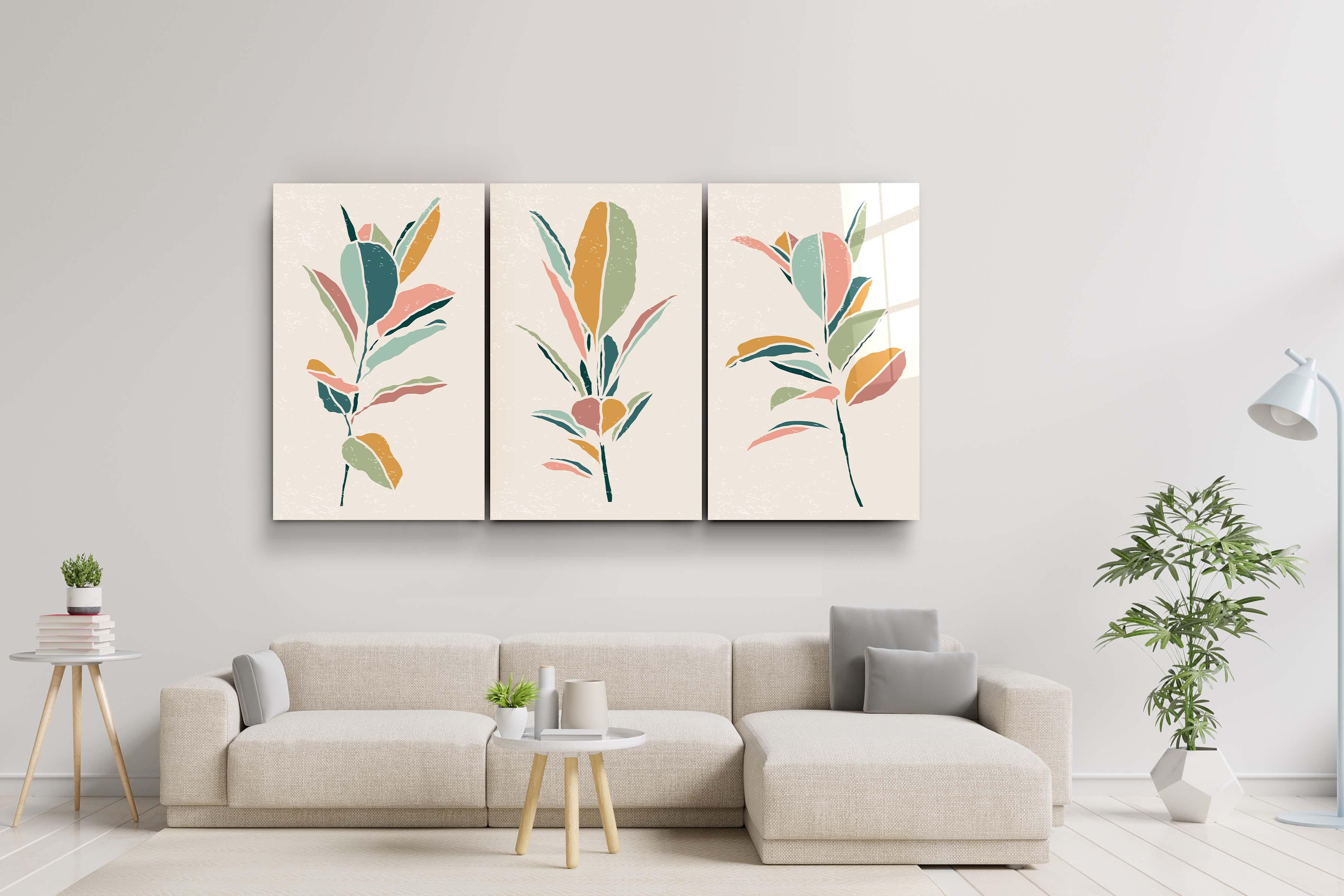 ・"Colors on Branches - Trio"・Glass Wall Art - ArtDesigna Glass Printing Wall Art