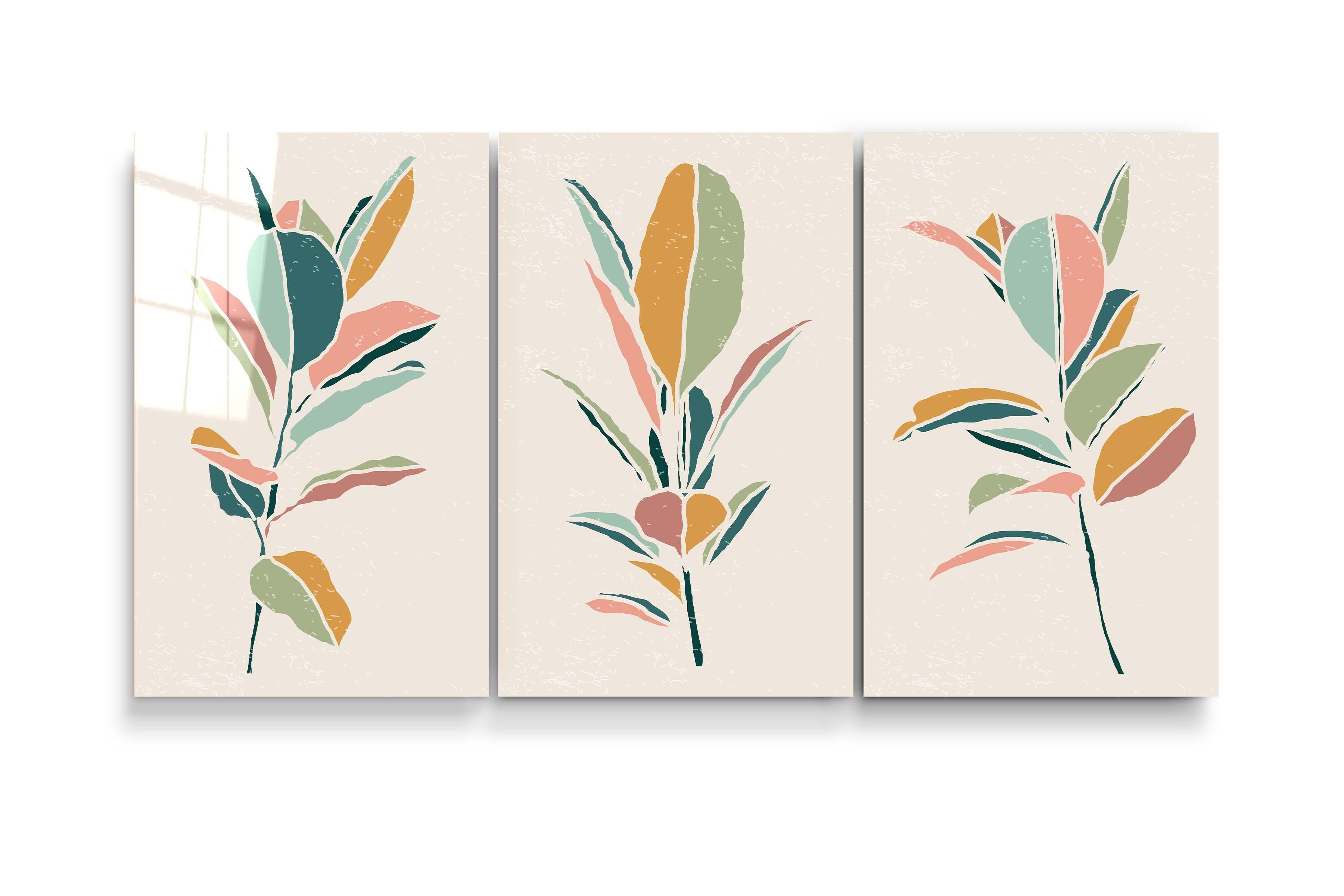 ・"Colors on Branches - Trio"・Glass Wall Art - ArtDesigna Glass Printing Wall Art