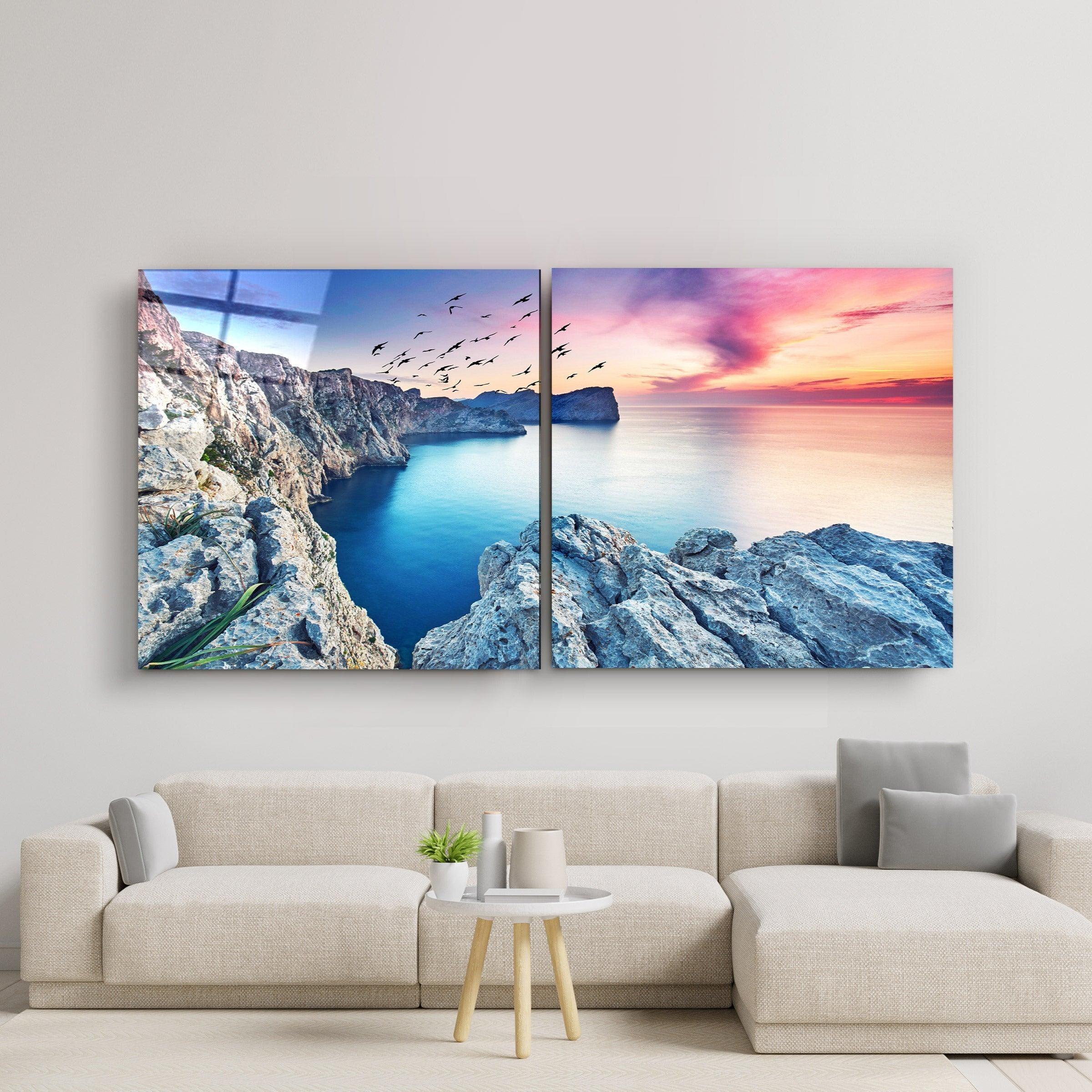 ・"Red Sunset - Duo"・Glass Wall Art - ArtDesigna Glass Printing Wall Art