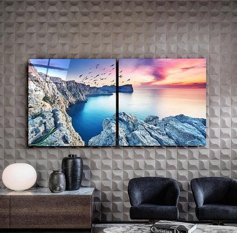 ・"Red Sunset - Duo"・Glass Wall Art - ArtDesigna Glass Printing Wall Art