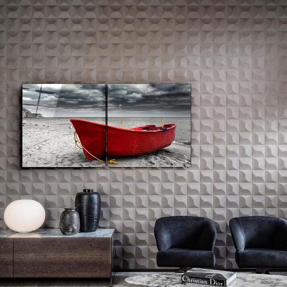・"Red Boat - Duo"・Glass Wall Art - ArtDesigna Glass Printing Wall Art