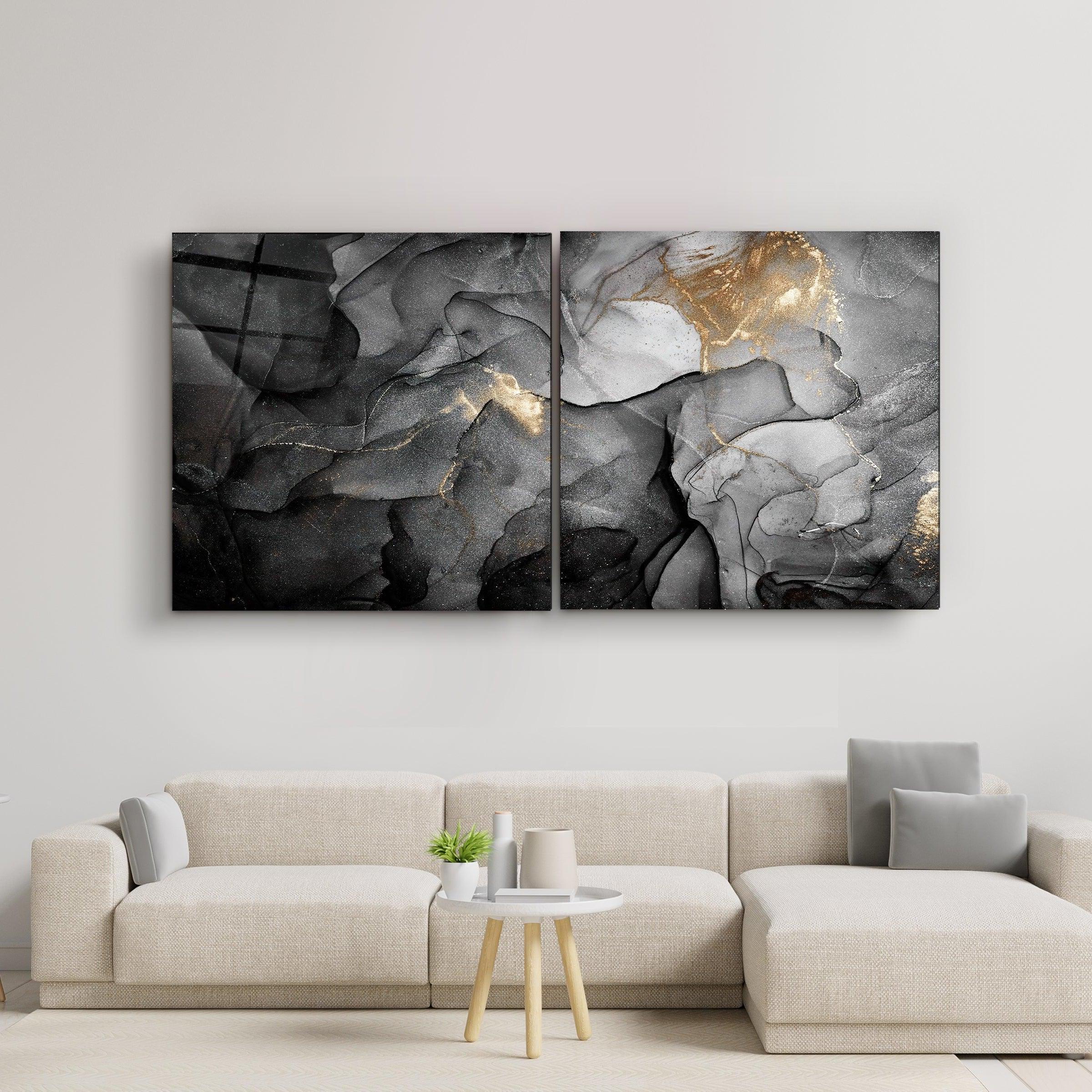 ・"Black Marble - Duo"・Glass Wall Art - ArtDesigna Glass Printing Wall Art