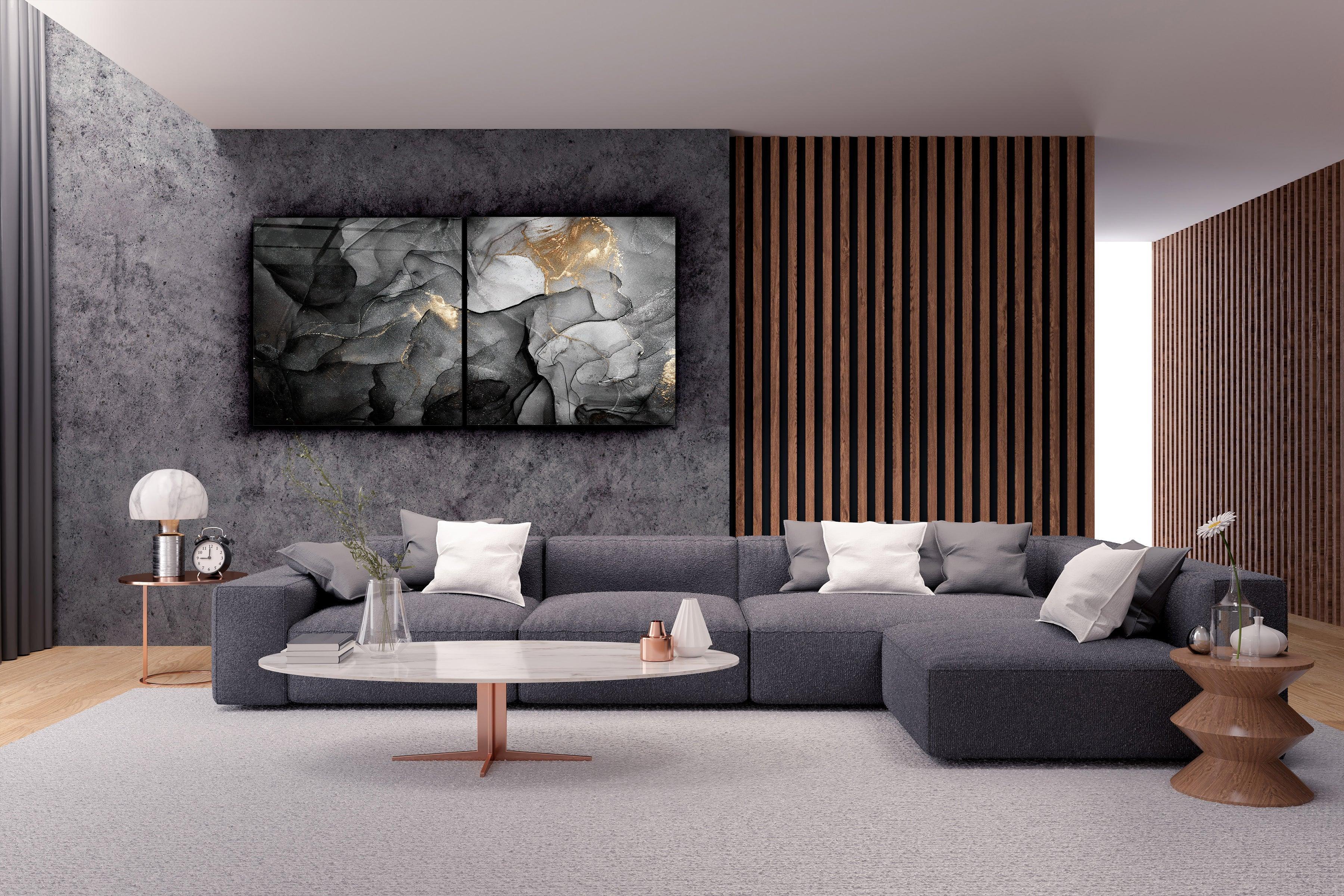 ・"Black Marble - Duo"・Glass Wall Art - ArtDesigna Glass Printing Wall Art