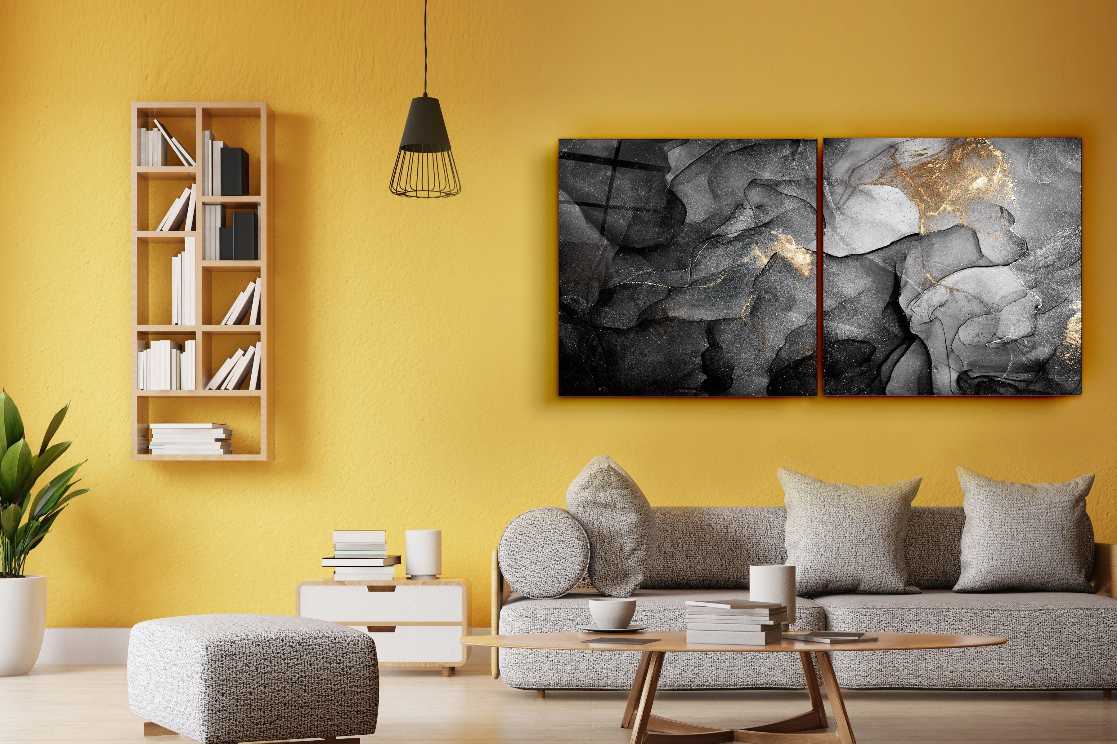 ・"Black Marble - Duo"・Glass Wall Art - ArtDesigna Glass Printing Wall Art