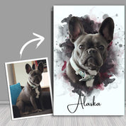 ."Watercolor Portrait - You & Your Pet - Custom Printing". Glass Wall Art - ArtDesigna Glass Printing Wall Art
